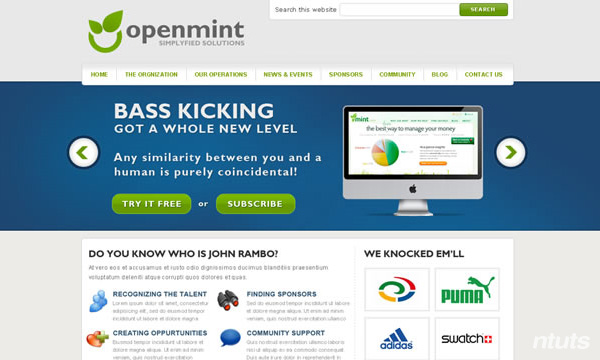 Free Clean and Professional Web Layout PSD: OpenMint