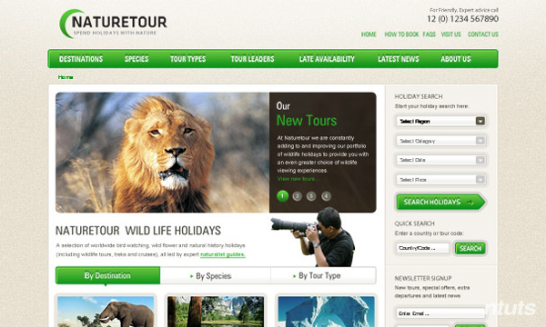 Nature Tour: Free PSD Website Template for Nature Enthusiast